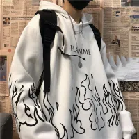 Fashion plus size unisex bluza z nadrukiem płomieni