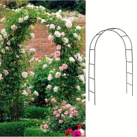Elegáns vas pergola rózsáknak és dísznövényeknek, kertbe és sétányra, robosztus konstrukcióval