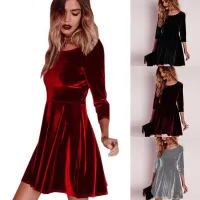 Ladies modern velvet dress with long sleeves Alena