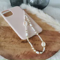 Joli pendentif de téléphone avec perles et coquillages