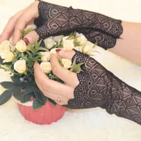 Ladies lace fingerless gloves - 2 colours