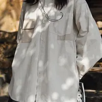 Women's summer shirt with long sleeve in Japanese style - free and universal shirt for everyday wearing
