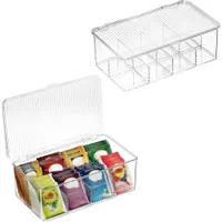 Ctackable plastový organizátor pre čajové tašky - Skladovacia skriňa pre kuchynské skrinky, pracovné dosky a špajze
