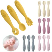 Set of three pieces of silicone spoons for children - More colours