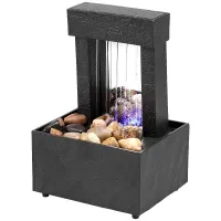 Decorative home fountain Room waterfall with stones Shining decoration with running water with power supply over USB or 2 AA battery 17 x 9 x 11 cm