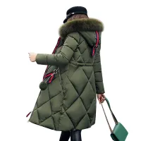 Palton lung de iarnă pentru femei cu model și blană - 5 culori