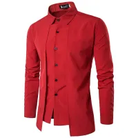 Men's shirt with double button and long sleeve for personality style
