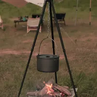 Wielofunkcyjny czarny uchwyt na klamrę do garnka na piknik 