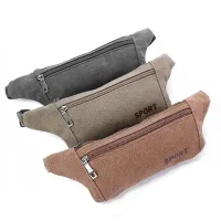 Unisex sports jogging fanny pack for mobile phone and coins from durable canvas for outdoor activities