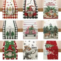 Stylish tablecloth with Christmas design to decorate the table at home