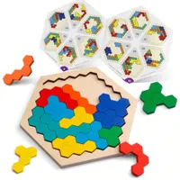 Puzzle hexagonal din lemn