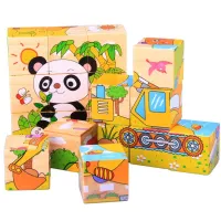 Cubes en bois illustrés 9 pcs