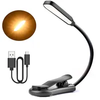 Rechargeable LED reading lamp with 3 levels of hot and cold light and clip