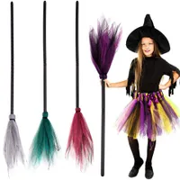 Kolorowa, piękna miotła do kostiumu czarownicy na Halloween
