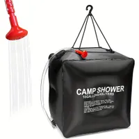 40L Solar shower for camping with water heating - portable shower bag with removable hose and nylon ropes. For hiking, climbing and travel