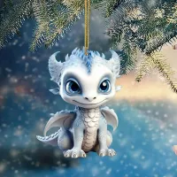 Christmas decoration in the shape of a statue of a dragon with a bead necklace for decoration