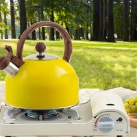 1pcs 2,5L Yellow Stainless steel Bell Kettle, Small Tea Kettle With Handle For Internal I Outdoor Use, Gifts For Friends