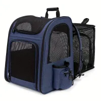 Expandable backpack for pets - Light, breathable from Oxford fabric with zipper