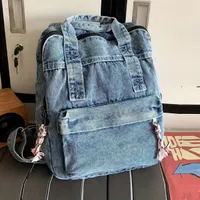 Rucsac din denim vintage - Rucsac ușor de călătorie și școlar în stil preppy pentru laptop