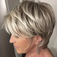 Short synthetic wig Pixie with bang for women