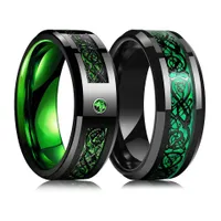 Męski modny celtycki pierścień wolframowy z smokiem