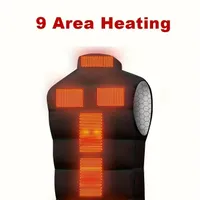 Warmed men's vest with 9 heating zones, light, USB charging, ideal for outdoor activities