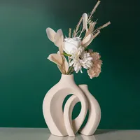Dutá keramická váza v Boho štýle s donutovou dierou pre moderné bývanie, severský minimalizmus, dekorácia stolov