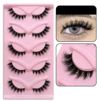 Set of 5 pairs of artificial algae Artificial long eyelashes with full strip Set for extension of algae Natural adhesive eyelashes