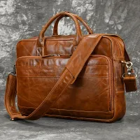 Pánske kufrík Z Pravé hovädzie kože, obchodné tašky na notebooku, pracovné tašky cez pliecko