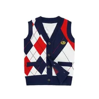 Boy's knitted vest with pattern - 2 colors