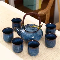 Japonská čajová sada 6 dielov, porcelán s glazúrou spálená v rúre, obsahuje 1 varnú kanvicu
