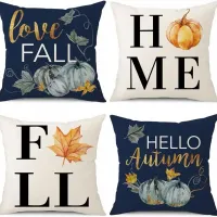 Autumn pillowcase with pumpkin motif and Thanksgiving for country sofa decoration