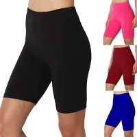 Pantaloni scurți de damă simpli și colorați, tip biker shorts, cu talie înaltă Leroi