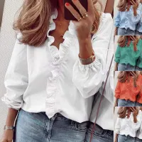 Women's blouse with 3/4 sleeves with larger neckline