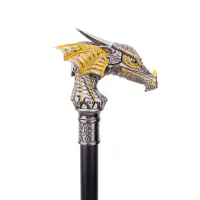 Luxusní vycházková hůl s hlavou draka v barvě zlata a černé: Elegantní doplněk pro pány a originální dárek