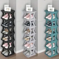 Folding shoe with 2 shelves for space saving