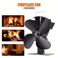 Heat-powered stove fan, energy-saving, 4 blades