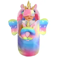 Colorful cute sleeping bag for doll size 52 cm - Rainbow colours