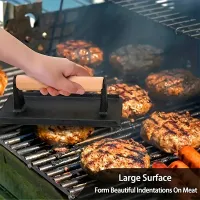 Cast iron hamburger and bacon press - perfectly uniform barbecue, round, cast iron