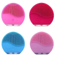 Ultrasonic silicone sonic brush for face cleaning, vibrating massage brush with USB recharge
