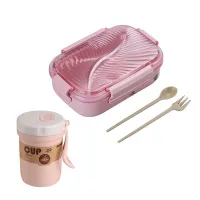 Set of bento box and cutlery 4 pcs