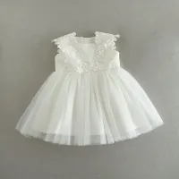 Girls white dress with tulle skirt