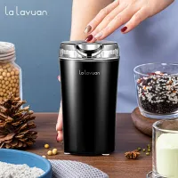 Electric coffee grinder, kitchen robot, food mixer, 200W powerful electric spice grinder, grain grinder, espresso coffee grinder for spices, nuts, one button with brush, teaspoon for coffee, 2 knives