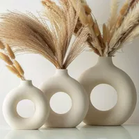 Unique set of 3 ceramic vases in the shape of a donut - Modern boho decoration