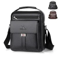 Male leather crossbody bag Messenger - vintage, waterproof, large capacity © For men
