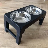 Adjustable stand for dog bowls - Elevated, stainless steel bowls, for small, medium and large dogs