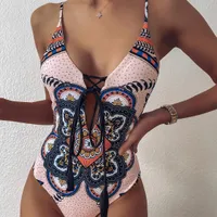 Women's one-piece swimsuit with drawstring