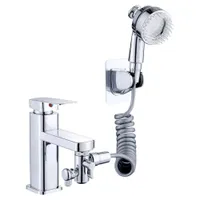 Basin mixer head extension with shower head