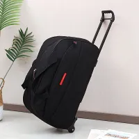 Foldable travel bag with trolley, light waterproof handbag, single color large capacity travel bag from Oxford