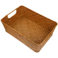 Straw storage basket for bread, laundry and household goods